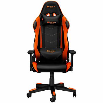 CANYON Deimos GС-4 Gaming chair, PU leather, Original foam and Cold molded foam, Metal Frame, Top gun mechanism, 90-165 dgree, 3D armrest, Class 4 gas lift, Nylon 5 Stars Base, 60mm PU caster, black+O