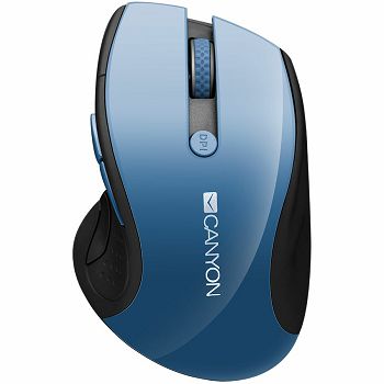 CANYON 2.4Ghz wireless mouse, optical tracking - blue LED, 6 buttons, DPI 1000/1200/1600, Blue Gray pearl glossy