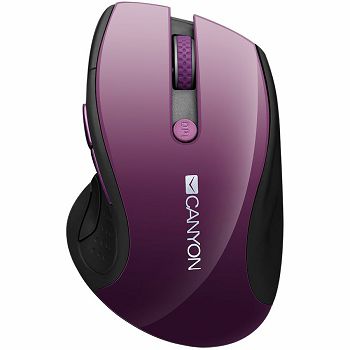 CANYON 2.4Ghz wireless mouse, optical tracking - blue LED, 6 buttons, DPI 1000/1200/1600, Purple pearl glossy