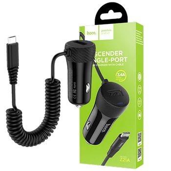 hoco. Auto punjač sa micro USB kabelom, 1 x USB,  2.4 A max. - Z21A Ascender single USB 