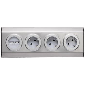 home Strujni razdjeljnik sa 3 utičnice + USB, INOX - KNV 03/USB