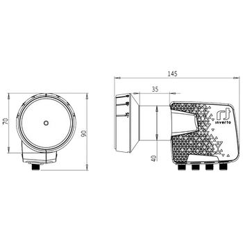 Inverto LNB Quattro, šum 0,3dB, Home Pro, DVB-S2 ( HD - UHD ) - IDLH-QTL410-HMPRO-OPN