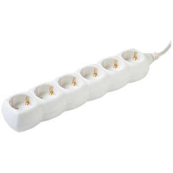 home Produžni kabel, 6 utičnica, 1.0mm², 1,5 met, bijeli - NV 6/WH