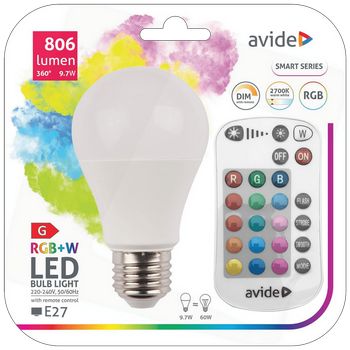 Avide Pametna sijalica, LED 9.7W, E27, RGB+W, 2700K, daljinski - Smart LED Globe A60 9.7W