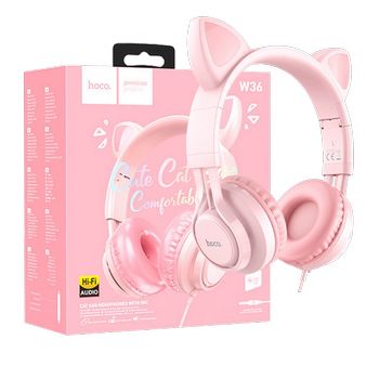 hoco. Slušalice sa mikrofonom, mačje uši, pink - W36 slušalice Mačje uši,Pink