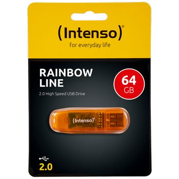 (Intenso) USB Flash drive 64GB Hi-Speed USB 2.0, Rainbow Line, ORANGE - USB2.0-64GB/Rainbow