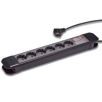 Famatel Produžni kabel 6 utičnica, 1.5m, prekidač, crni, 1.5mm² - 23612