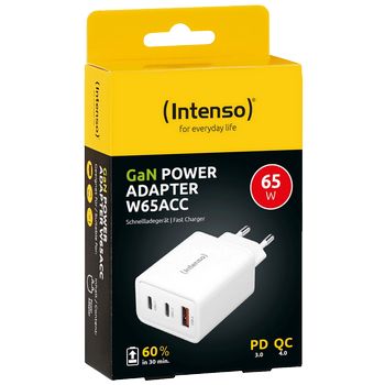 (Intenso) Punjač kučni, brzi, 1 x USB-A, 2 x UCB-C, 3A, 65W - Power Adapter W65ACC GaN