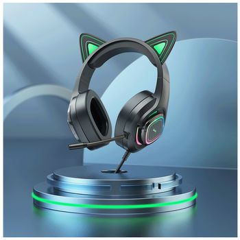 hoco. Slušalice sa mikrofonom, gaming, USB/3.5 mm, LED - W107 Cute Cat Black/Green