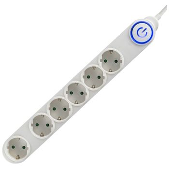 home Produžni kabel, 6 utičnice, 3 x 1,0mm², 1,5met, bijeli - NV 06TK/WH