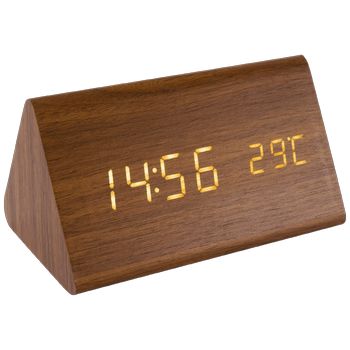 home Sat sa alarmom i termometrom, drveno kućište - OC 05