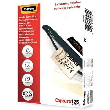 Fellowes A6 laminating pockets, 125 mic, 100 pcs