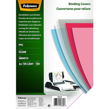 Fellowes PVC transparent covers, A4, 150 mic, 100 pcs