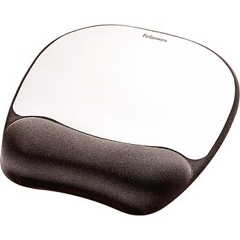 Fellowes Memory Foam Mouse Pad with Memory Foam Wrist Rest, Silver Streak