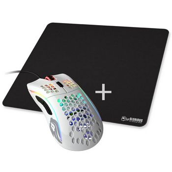 Glorious Model D gaming mouse - white, glossy + mouse pad - XL-GABU-285