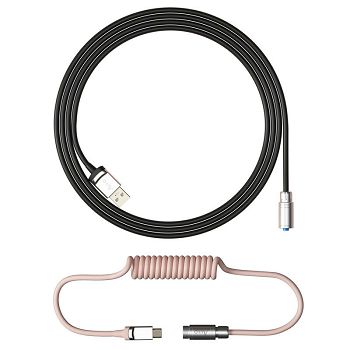 AKKO Custom Coiled Aviator Cable V2, USB-C auf USB-A - schwarz/pink 6925758615907