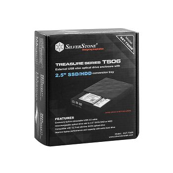 SilverStone TS06, 2,5 Zoll in Slim ODD Slot/External ODD Case - schwarz SST-TS06B