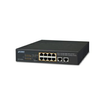 PLANET Gigabit preklopnik (Switch) 10" 10-port 10/100/1000Mbps sa 8-port IEEE 802.3at PoE+ Injector, 1U desktop/rack mountable (120W)