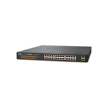 PLANET Gigabit PoE preklopnik 24-port 10/100/1000Mbps 802.3at + 2-port 1000X SFP (220W)