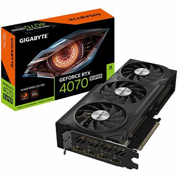 GIGABYTE Video Card NVIDIA GeForce RTX 4070 SUPER WINDFORCE OC 12G, 12 GB GDDR6X/192bit, PCI-E 4.0, 1xHDMI, 3xDP, Recommended PSU 700W, ATX