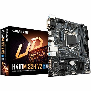 GIGABYTE H410M S2H V2 (S1200, H410, 2xDDR4, HDMI, DVI-D, VGA, 1xPCIex16, 2xPCIex1, ALC887, 8118 Gaming GbE LAN, 4xSATA III, 1xM.2, USB 3.2, USB 2.0, mATX, Retail)