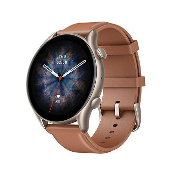 Amazfit GTR 3 PRO smart watch - brown leather strap