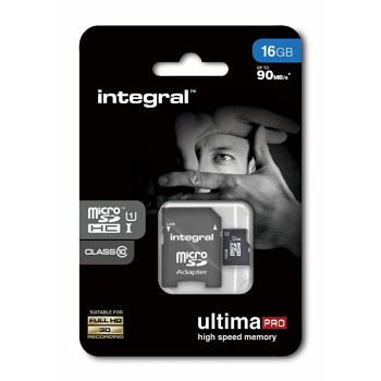 INTEGRAL 16GB MICRO SDHC class10 90MB / s MEMORY CARD + SD ADAPTER