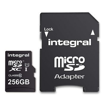 INTEGRAL 256GB SMARTPHONE &amp; TABLET MICRO SDXC class10 UHS-I U1 90MB / s MEMORY CARD + SD ADAPTER