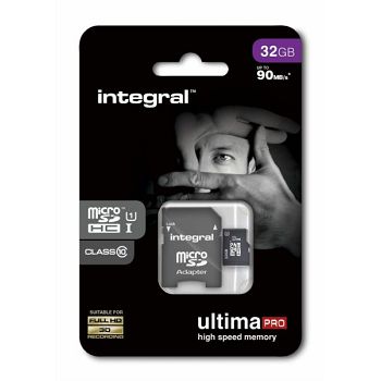 INTEGRAL 32GB MICRO SDHC class10 90MB / s MEMORY CARD + SD ADAPTER