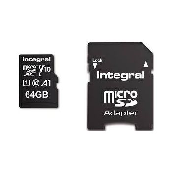 Integral 64GB High Speed microSDHC / XC V10 UHS-I U1 + adapter