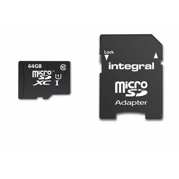 INTEGRAL 64GB SMARTPHONE &amp; TABLET MICRO SDXC class10 UHS-I U1 90MB / s MEMORY CARD + SD ADAPTER
