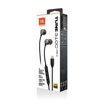 JBL Tune 310C USB-C wired headphones, black