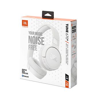 JBL Tune 670NC Bluetooth wireless headphones, white.