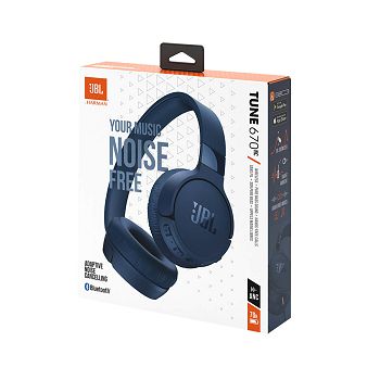 JBL Tune 670NC Bluetooth wireless on-ear headphones, blue.