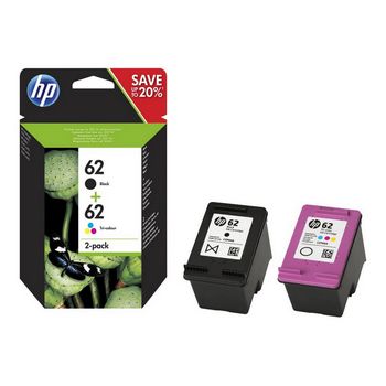 HP 62 Twin Pack - 2-pack - black, dye-based tricolor - original - ink cartridge
 - N9J71AE