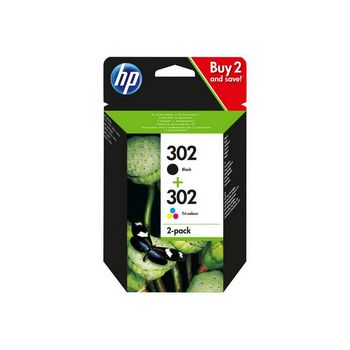 HP 302 - 2-pack - black, dye-based tricolor - original - ink cartridge
 - X4D37AE