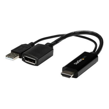 StarTech.com 4K 30Hz HDMI to DisplayPort Video Adapter w/ USB Power - 6 in - HDMI 1.4 (Male) to DP 1.2 (Female) Active Monitor Converter (HD2DP) - video converter - black
 - HD2DP