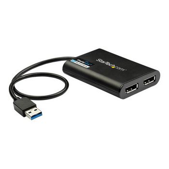 StarTech.com USB 3.0 to Dual DisplayPort Adapter 4K 60Hz, DisplayLink Certified, Video Converter with External Graphics Card - Mac &amp; PC (USB32DP24K60) - DisplayPort adapter - U - USB32DP24K60