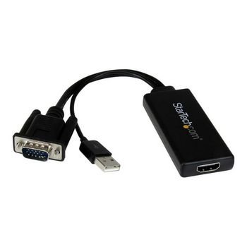 StarTech.com VGA to HDMI Adapter with USB Audio &amp; Power - Portable VGA to HDMI Converter - 1080p - video interface converter - HDMI / VGA / audio / USB - 26 cm
 - VGA2HDU