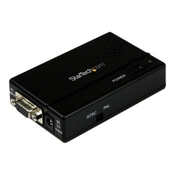 StarTech.com High Resolution VGA to Composite (RCA) or S-Video Converter - PC to TV Video Adapter - 1600x1200 RGB to TV (VGA2VID) - video converter - black
 - VGA2VID