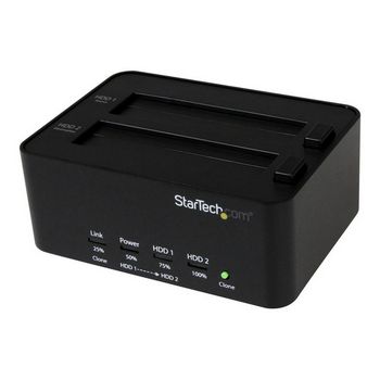 StarTech.com Dual Bay Hard Drive Duplicator and Eraser, Standalone HDDSSD ClonerCopier, USB 3.0 to SATA Docking Station, Hard Disk Duplicator and Sanitizer Dock - ToollessTop-Loadi - SATDOCK2REU3
