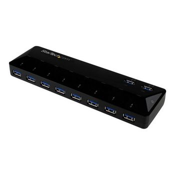 StarTech.com 10 Port USB 3.0 Hub with Charge &amp; Sync Ports - 8 x USB-A, 2 x USB-A Fast Charge Ports - Multi Port Powered USB Hub (ST103008U2C) - USB peripheral sharing switch -  - ST103008U2C