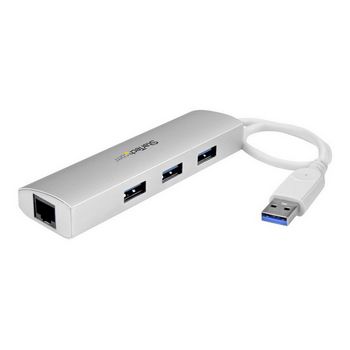 StarTech.com 3-Port USB 3.0 Hub with Gigabit Ethernet - Up to 5Gbps - Portable USB Port Expander with Built-in Cable (ST3300G3UA) - hub - 3 ports
 - ST3300G3UA