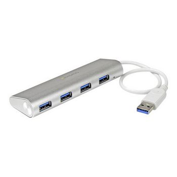 StarTech.com 4 Port Portable USB 3.0 Hub with Built-in Cable - Aluminum and Compact USB Hub (ST43004UA) - hub - 4 ports
 - ST43004UA