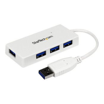 StarTech.com 4 Port USB 3.0 Hub - Multi Port USB Hub w/ Built-in Cable - Powered USB 3.0 Extender for Your Laptop - White (ST4300MINU3W) - hub - 4 ports
 - ST4300MINU3W