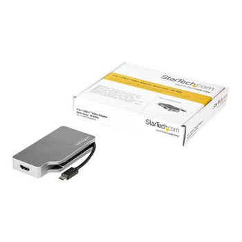 StarTech.com USB C Multiport Video Adapter with HDMI, VGA, Mini DisplayPort or DVI, USB Type C Monitor Adapter to HDMI 2.0 or mDP 1.2 (4K 60Hz), VGA or DVI (1080p), Space Gray Alum - CDPVDHDMDP2G