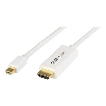 StarTech.com Mini DisplayPort to HDMI Converter Cable - 3 ft (1m) - mDP to HDMI Adapter with Built-in Cable - (M / M) Ultra HD 4K - White (MDP2HDMM1MW) - video cable - 1 m
 - MDP2HDMM1MW