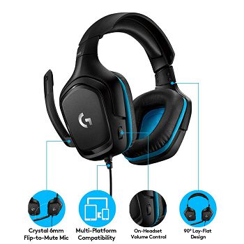 Logitech gaming headset USB G432 7.1 Leatherette Blue