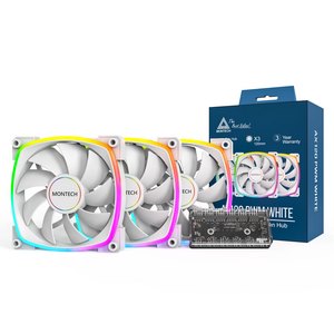 Montech AX120 PWM ARGB Lüfter, 3er Pack, weiß - 120mm-AX120 3 IN 1 PACK (W)