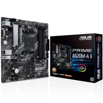 ASUS Prime A520M-A II/CSM, AMD A520 Mainboard, Socket AM4, DDR4 90MB17H0-M0EAYC